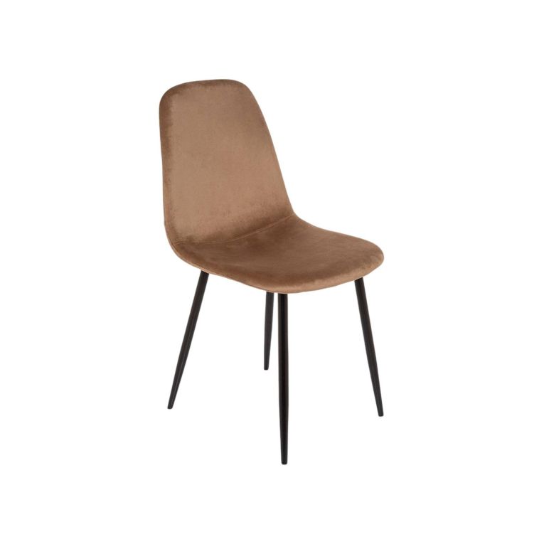 Sedia squadrata imbottita in velluto beige - Arter