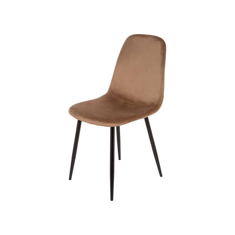 Sedia squadrata imbottita in velluto beige - Arter