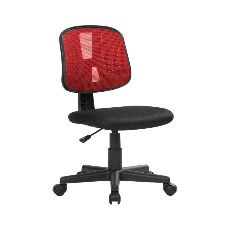 Sedia ufficio con ruote imbottita con braccioli in tessuto nera e rossa - Cefeo