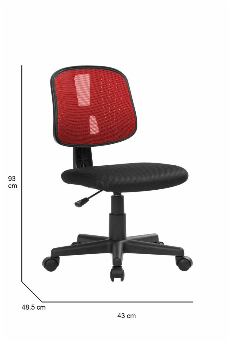 Sedia ufficio con ruote imbottita con braccioli in tessuto nera e rossa - Cefeo