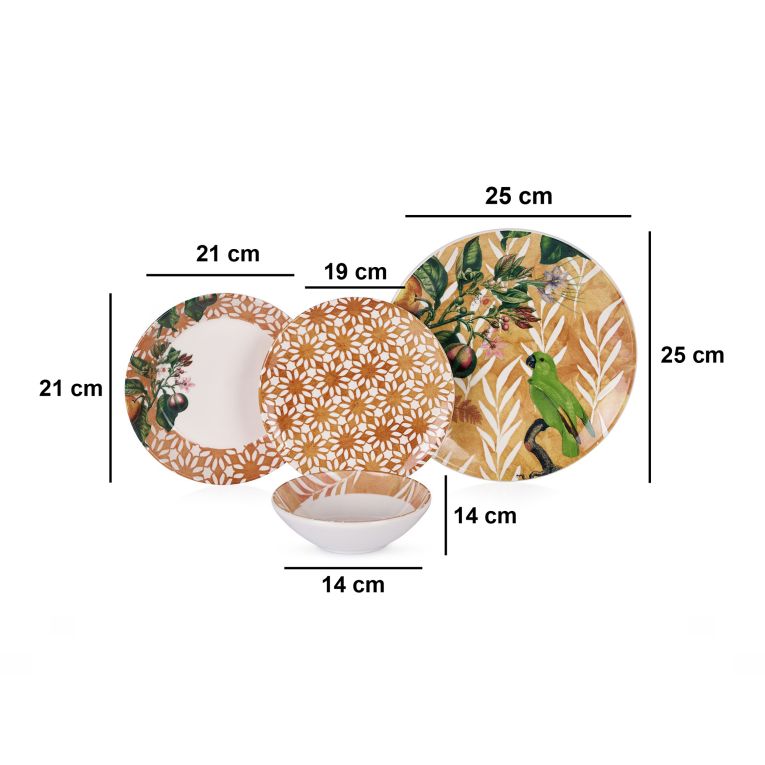 Servizio Piatti Arancione set da 24 Adatto per Lavastoviglie, Adatto per Microonde - Nomesi