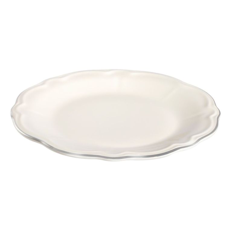 Servizio Piatti Bianco Argento set da 24 Colore Struttura Argento, Adatto per Lavastoviglie - Noremo