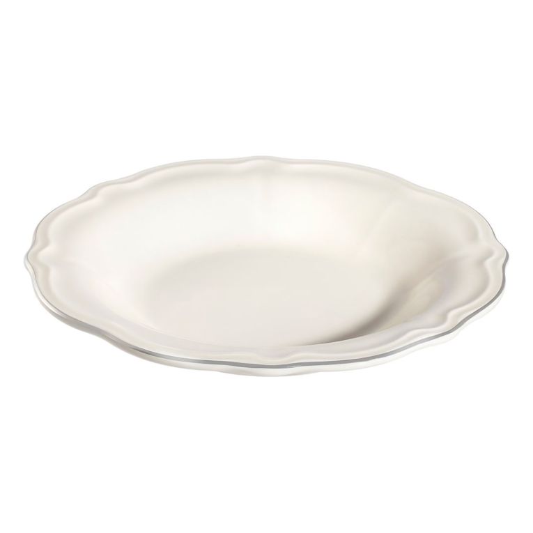 Servizio Piatti Bianco Argento set da 24 Colore Struttura Argento, Adatto per Lavastoviglie - Noremo