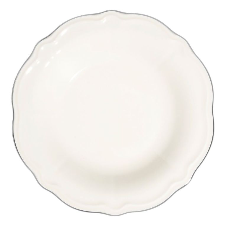 Servizio Piatti Bianco Argento set da 24 Colore Struttura Argento, Adatto per Lavastoviglie - Noremo