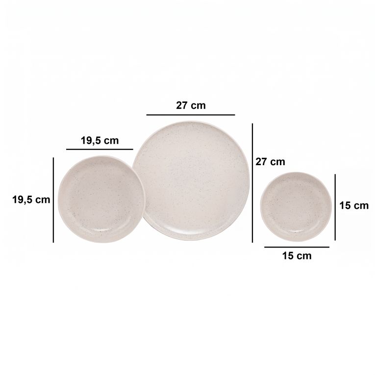 Servizio Piatti Bianco Crema set da 18 Sfumatura Colore Struttura Crema, Adatto per Lavastoviglie - Notatale