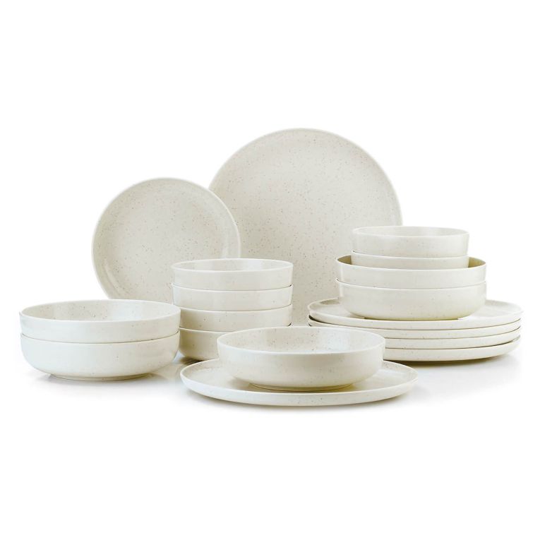 Servizio Piatti Bianco Crema set da 18 Sfumatura Colore Struttura Crema, Adatto per Lavastoviglie - Notatale