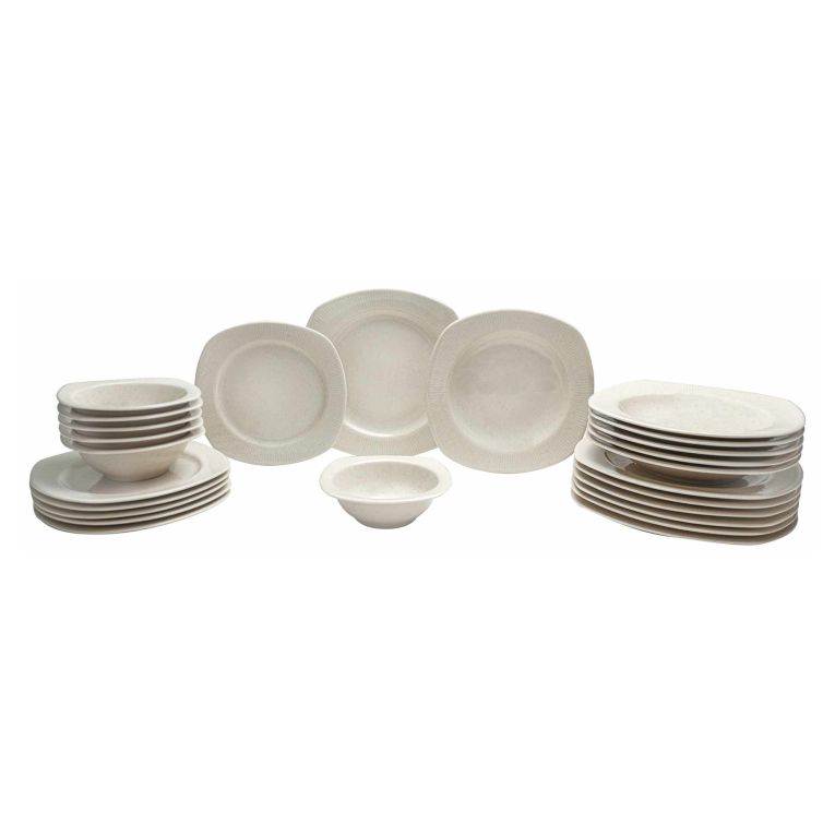 Servizio Piatti Bianco Crema set da 24 Sfumatura Colore Struttura Crema, Adatto per Lavastoviglie - Notomi