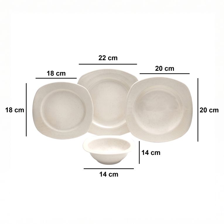 Servizio Piatti Bianco Crema set da 24 Sfumatura Colore Struttura Crema, Adatto per Lavastoviglie - Notomi