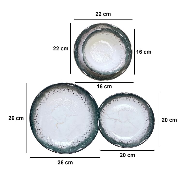 Servizio Piatti Bianco Nero Antracite set da 24 Colore Struttura Nero, Sfumatura Colore Struttura Antracite - Pale