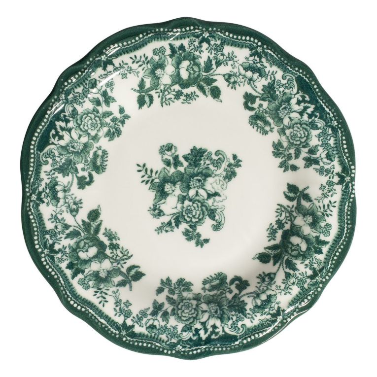 Servizio Piatti Bianco Verde set da 24 Colore Struttura Verde, Adatto per Lavastoviglie - Nosifa