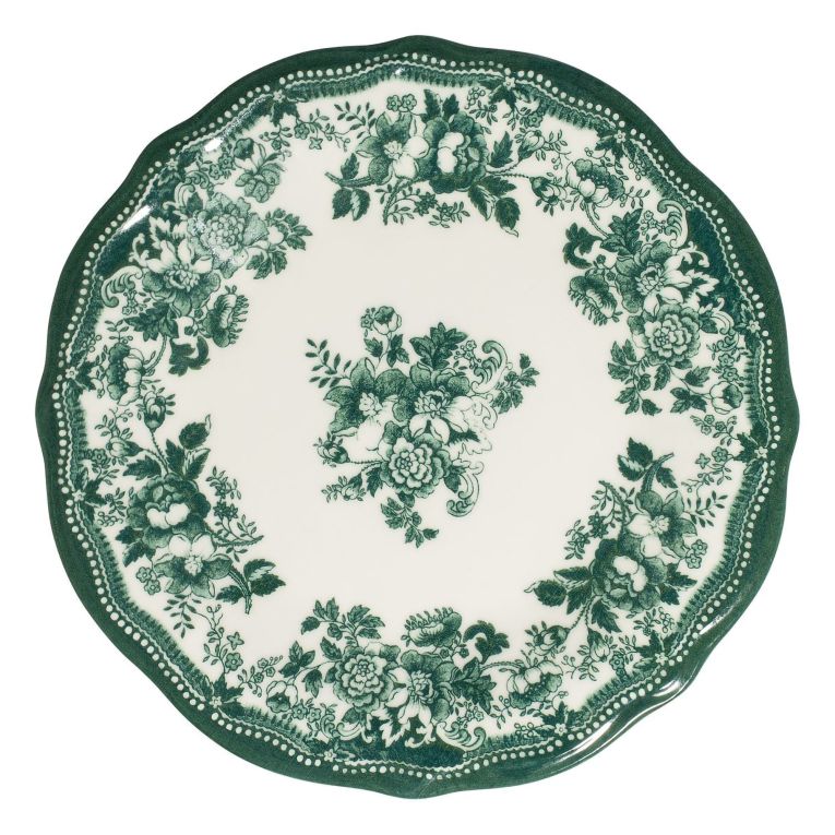 Servizio Piatti Bianco Verde set da 24 Colore Struttura Verde, Adatto per Lavastoviglie - Nosifa
