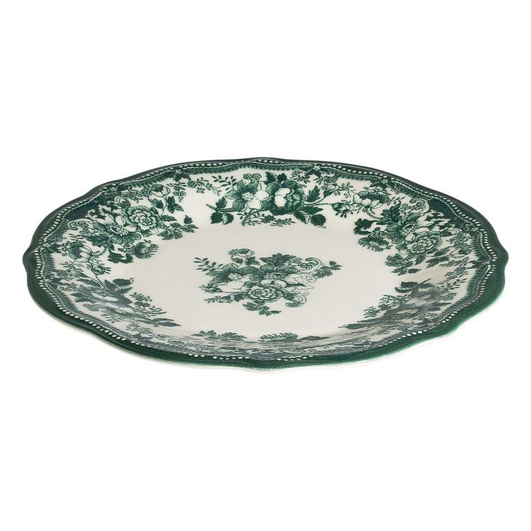 Servizio Piatti Bianco Verde set da 24 Colore Struttura Verde, Adatto per Lavastoviglie - Nosifa