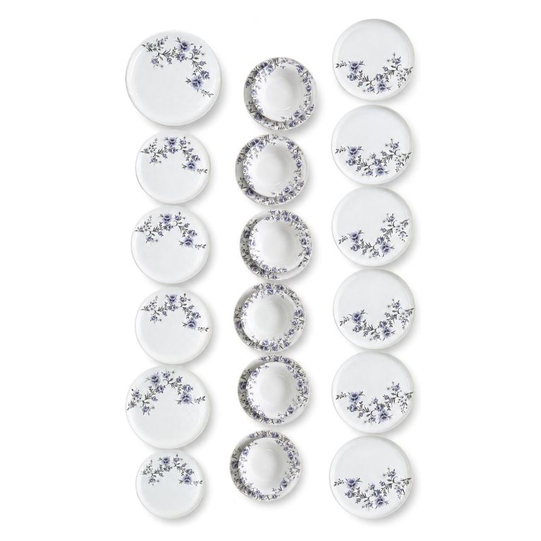 Servizio Piatti Bianco Viola set da 24 Colore Struttura Viola, Adatto per Lavastoviglie - Pakaro