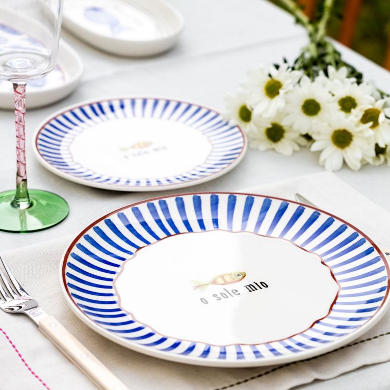 Servizio Piatti blu set da 6 Adatto per Lavastoviglie, - Nihaso