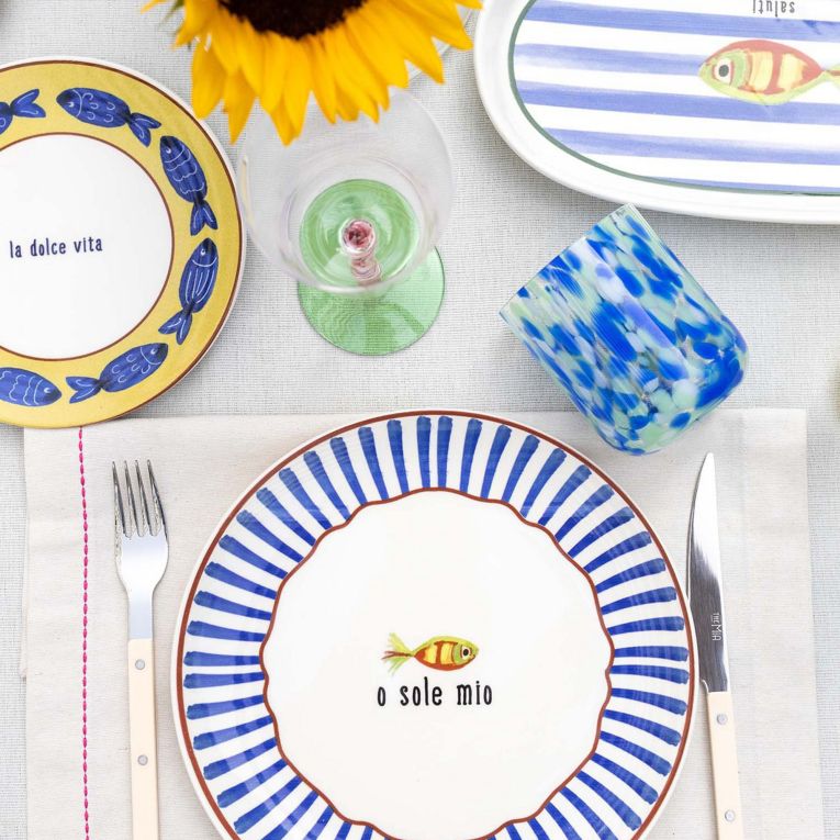 Servizio Piatti blu set da 6 Adatto per Lavastoviglie, - Nihaso