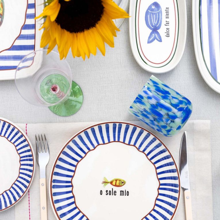 Servizio Piatti blu set da 6 Adatto per Lavastoviglie, - Nihaso