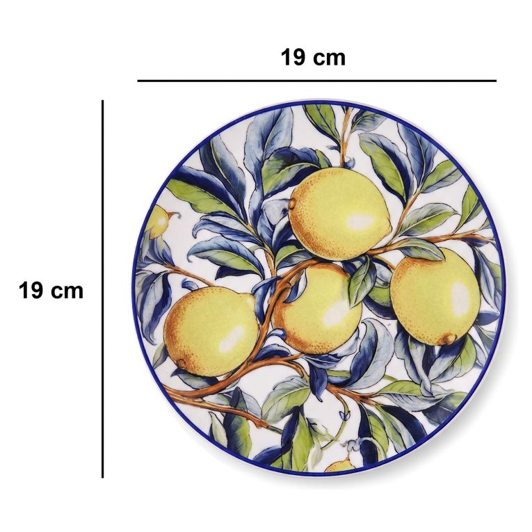 Servizio Piatti Giallo set da 6 per Dessert Adatto per Lavastoviglie, - Nikata