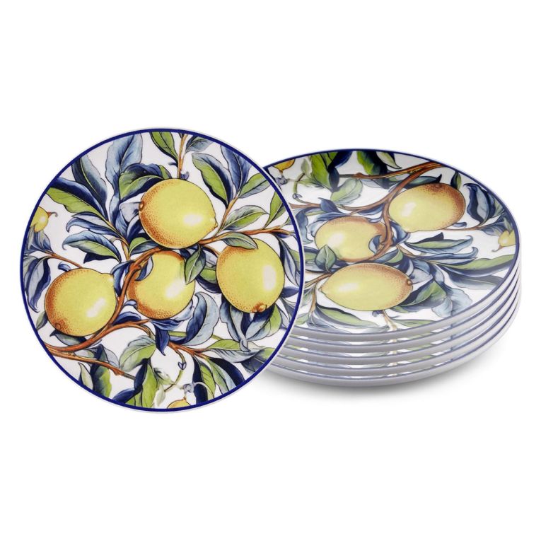 Servizio Piatti Giallo set da 6 per Dessert Adatto per Lavastoviglie, - Nikata