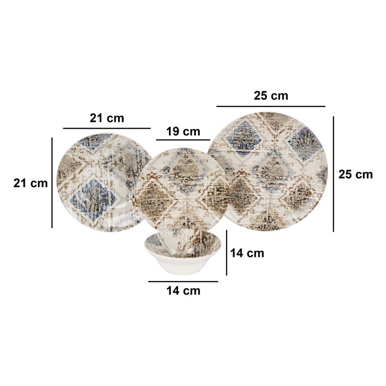 Servizio Piatti Multicolore set da 24 Adatto per Lavastoviglie, Adatto per Microonde - Nininori