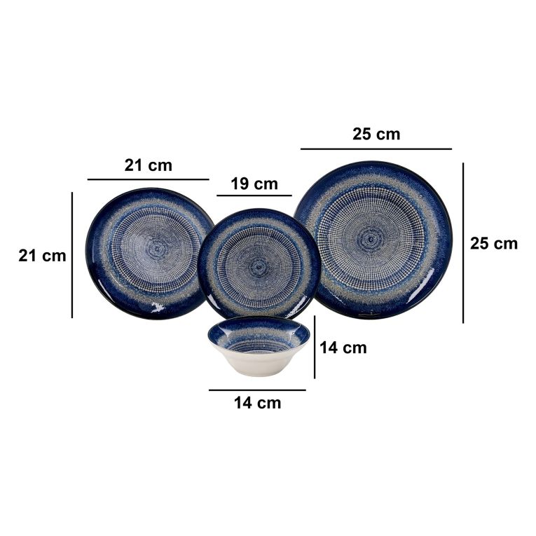 Servizio Piatti Multicolore set da 24 Adatto per Lavastoviglie, Adatto per Microonde - Ninoro