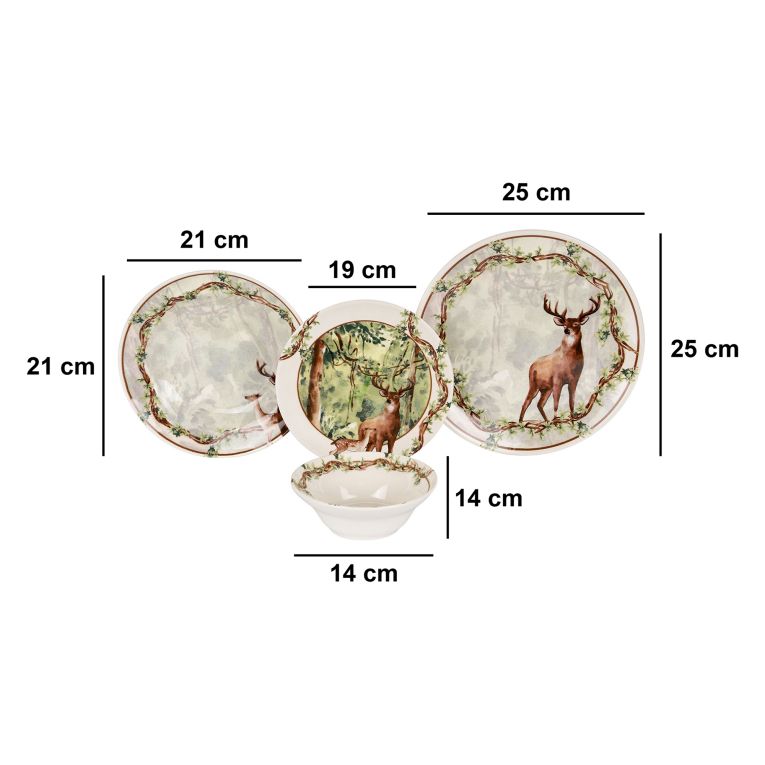 Servizio Piatti Multicolore set da 24 Adatto per Lavastoviglie, Adatto per Microonde - Ninose