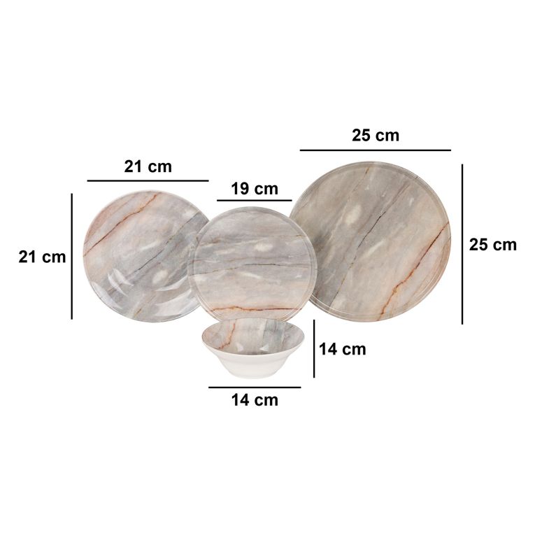 Servizio Piatti Multicolore set da 24 Adatto per Lavastoviglie, Adatto per Microonde - Nirate