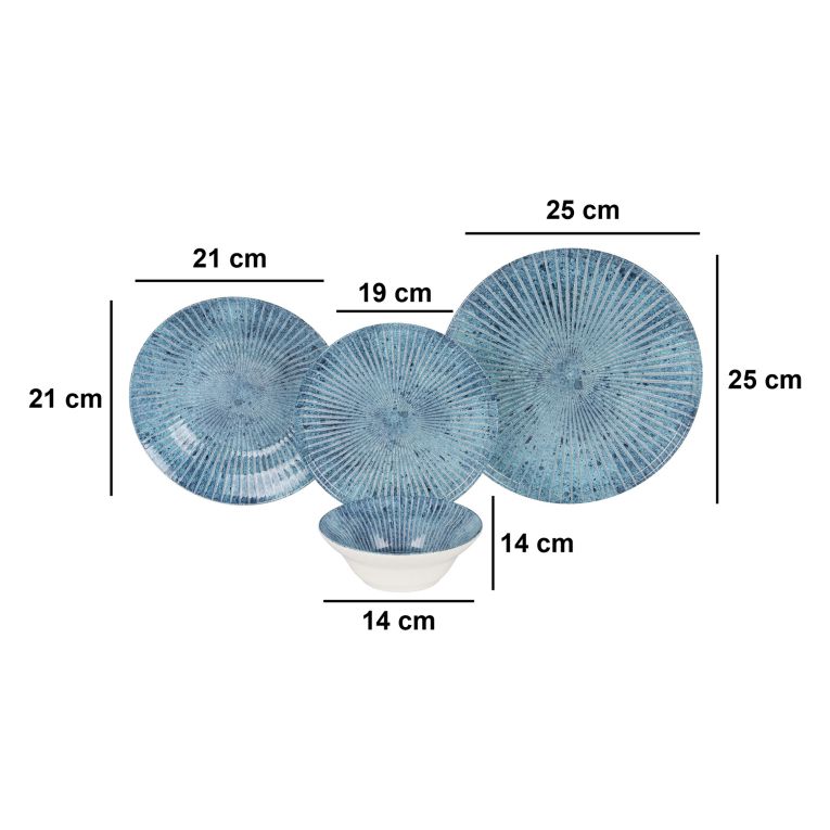 Servizio Piatti Multicolore set da 24 Adatto per Lavastoviglie, Adatto per Microonde - Niroda