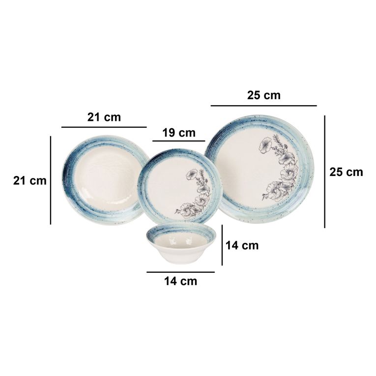 Servizio Piatti Multicolore set da 24 Adatto per Lavastoviglie, Adatto per Microonde - Nisekala