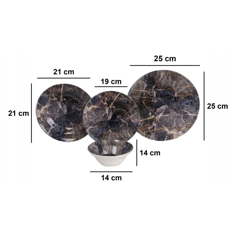 Servizio Piatti Multicolore set da 24 Adatto per Lavastoviglie, Adatto per Microonde - Nitoleme