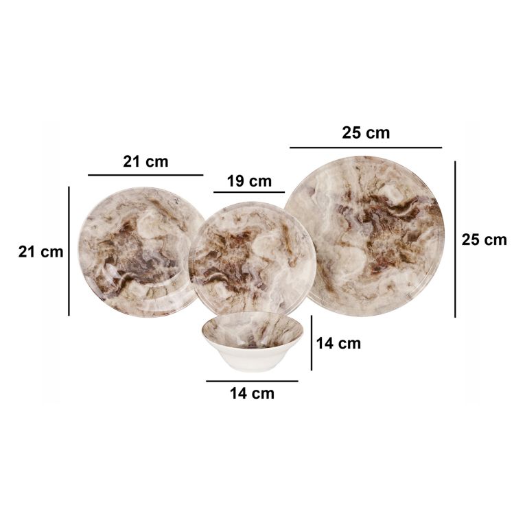 Servizio Piatti Multicolore set da 24 Adatto per Lavastoviglie, Adatto per Microonde - Nivaha