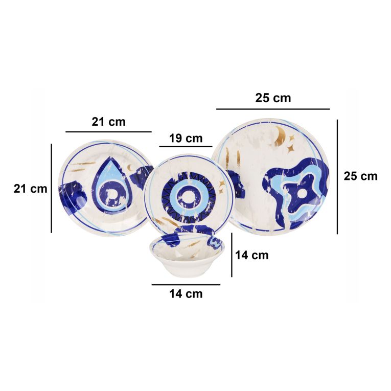 Servizio Piatti Multicolore set da 24 Adatto per Lavastoviglie, Adatto per Microonde - Noba