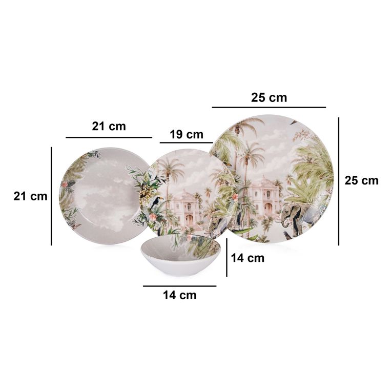 Servizio Piatti Multicolore set da 24 Adatto per Lavastoviglie, Adatto per Microonde - Nohanoso