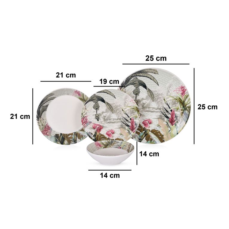 Servizio Piatti Multicolore set da 24 Adatto per Lavastoviglie, Adatto per Microonde - Nohaza