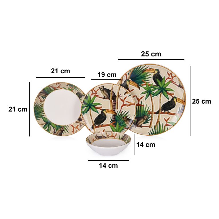 Servizio Piatti Multicolore set da 24 Adatto per Lavastoviglie, Adatto per Microonde - Nokarara