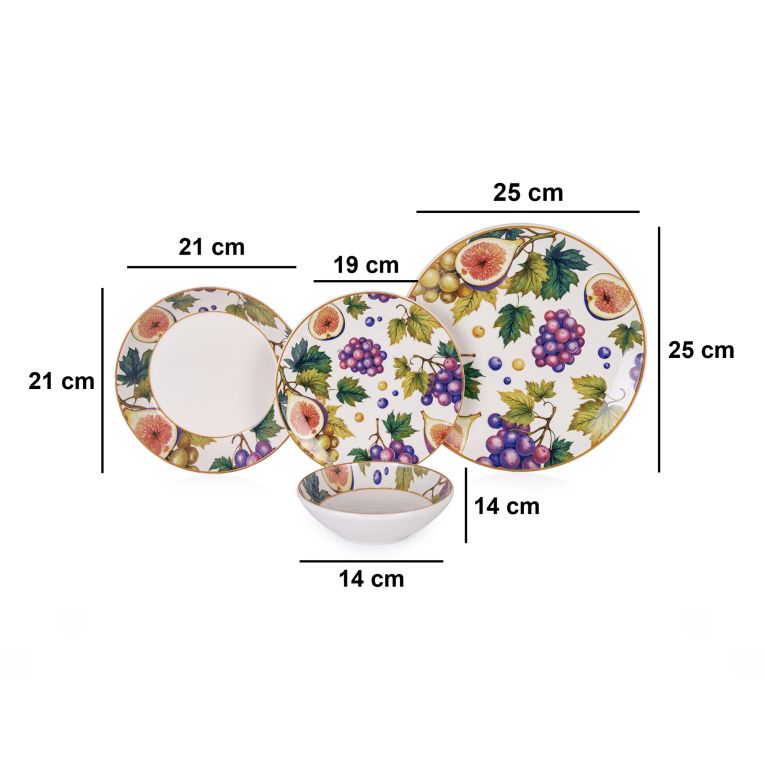Servizio Piatti Multicolore set da 24 Adatto per Lavastoviglie, Adatto per Microonde - Nolesi