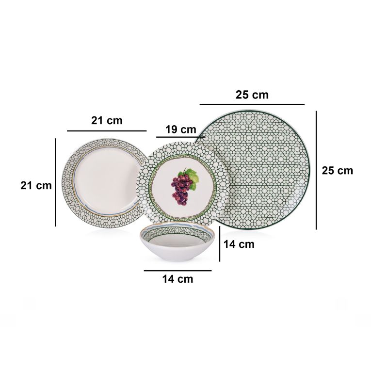 Servizio Piatti Multicolore set da 24 Adatto per Lavastoviglie, Adatto per Microonde - Nolinoba