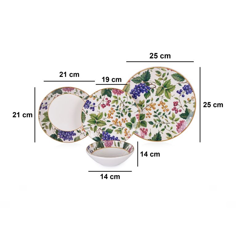 Servizio Piatti Multicolore set da 24 Adatto per Lavastoviglie, Adatto per Microonde - Noma