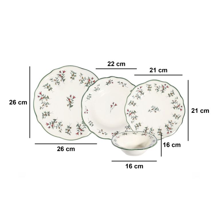 Servizio Piatti Multicolore set da 24 Adatto per Lavastoviglie, Adatto per Microonde - Nonisimi