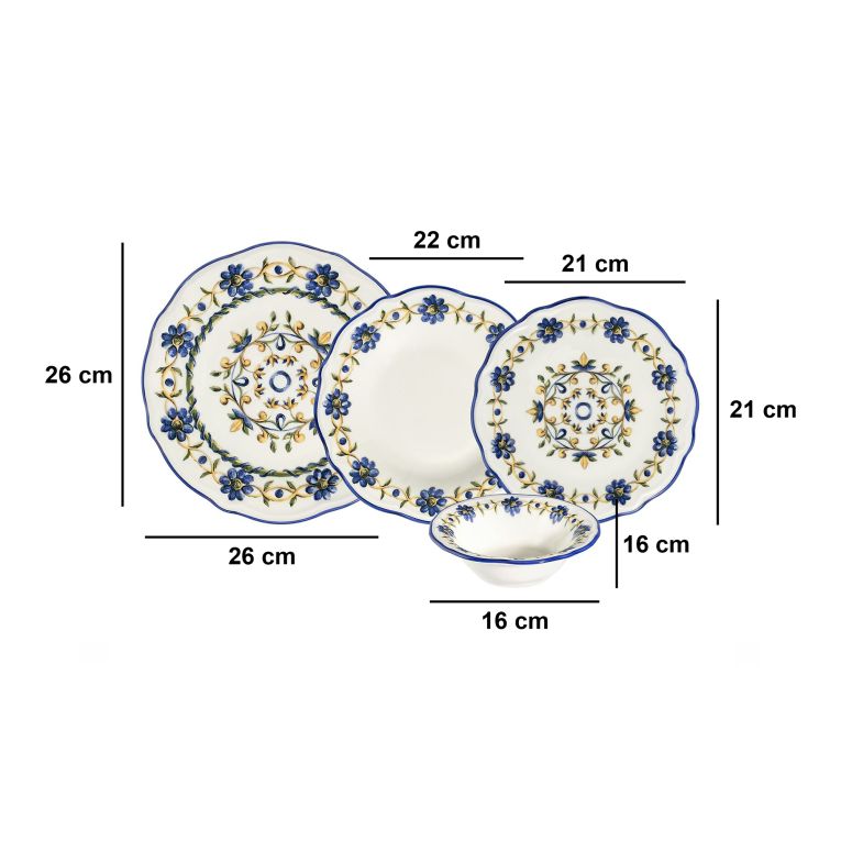 Servizio Piatti Multicolore set da 24 Adatto per Lavastoviglie, Adatto per Microonde - Nopafa