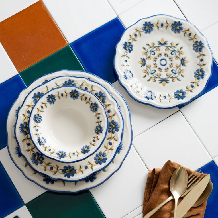 Servizio Piatti Multicolore set da 24 Adatto per Lavastoviglie, Adatto per Microonde - Nopafa