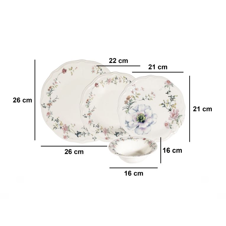 Servizio Piatti Multicolore set da 24 Adatto per Lavastoviglie, Adatto per Microonde - Nosapaba