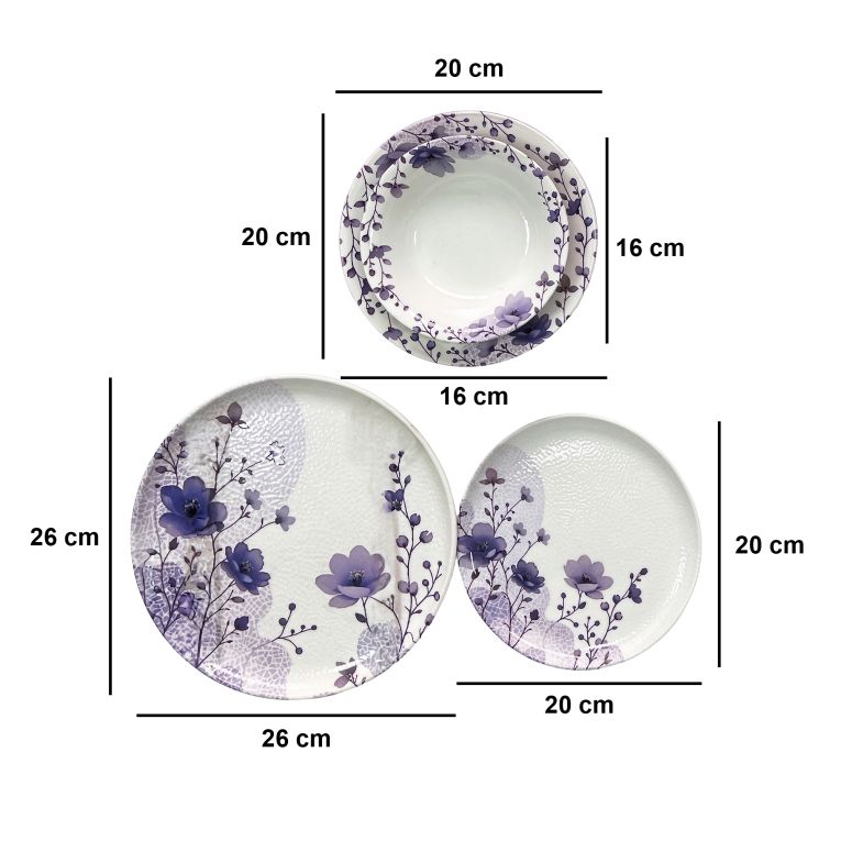 Servizio Piatti Multicolore set da 24 Adatto per Lavastoviglie, Adatto per Microonde - Pakaso