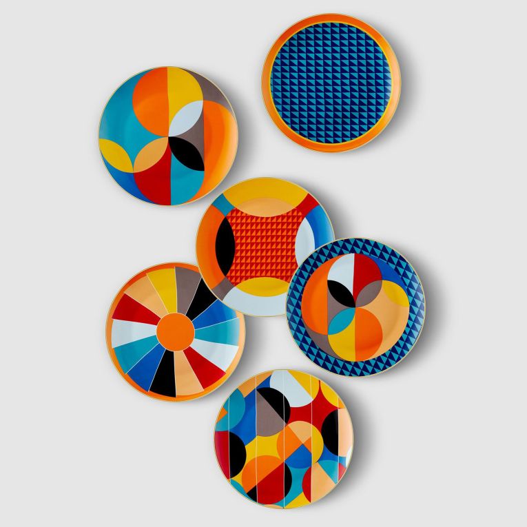Servizio Piatti Multicolore set da 6 per Dessert Adatto per Lavastoviglie, - Niligare