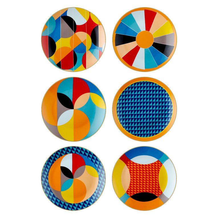 Servizio Piatti Multicolore set da 6 per Dessert Adatto per Lavastoviglie, - Niligare