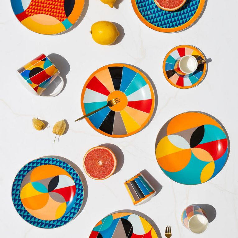Servizio Piatti Multicolore set da 6 per Dessert Adatto per Lavastoviglie, - Niligare