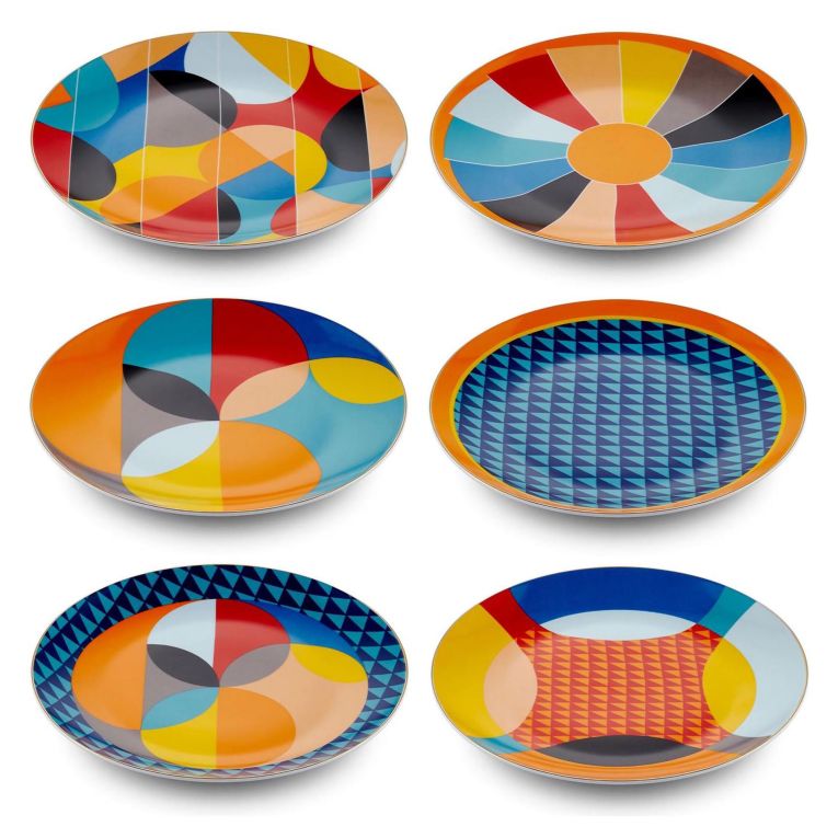 Servizio Piatti Multicolore set da 6 per Dessert Adatto per Lavastoviglie, - Niligare