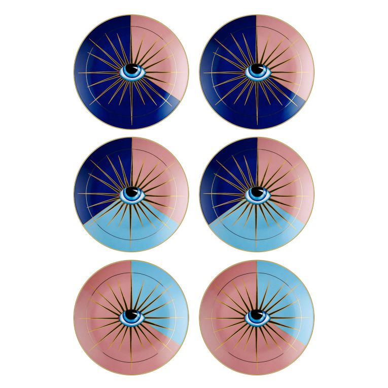 Servizio Piatti Multicolore set da 6 per Dessert Adatto per Lavastoviglie, - Nilimasa