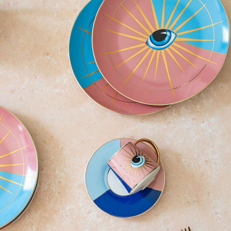 Servizio Piatti Multicolore set da 6 per Dessert Adatto per Lavastoviglie, - Nilimasa