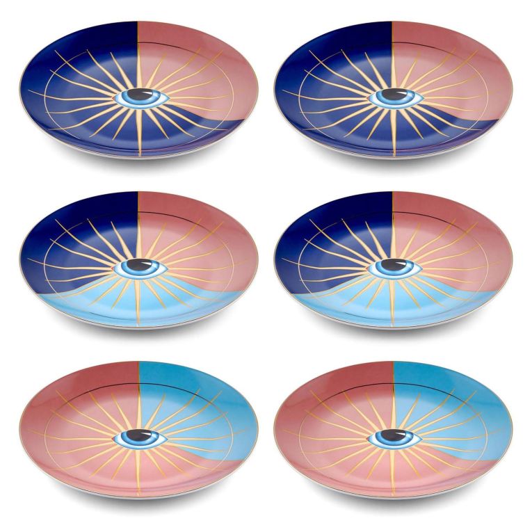 Servizio Piatti Multicolore set da 6 per Dessert Adatto per Lavastoviglie, - Nilimasa