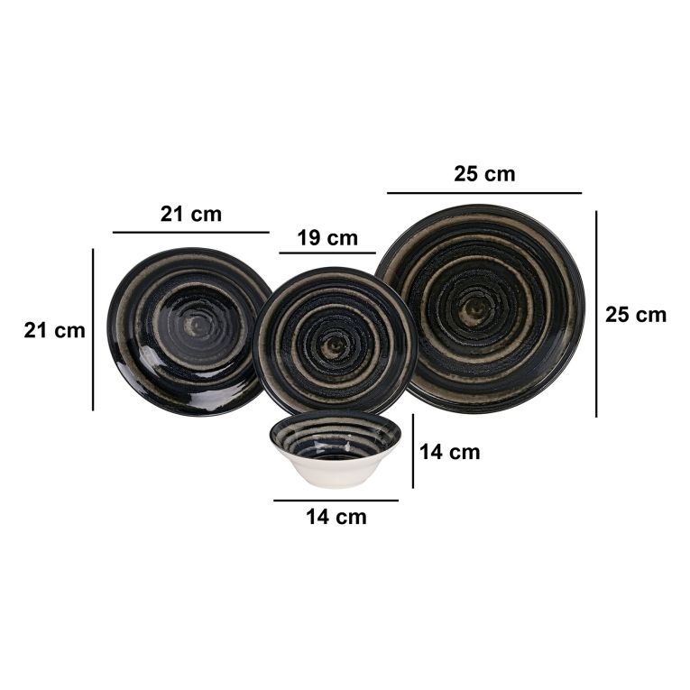 Servizio Piatti Verde Scuro Verde Chiaro set da 24 Colore Struttura Verde, Sfumatura Colore Struttura Scuro - Ninelala